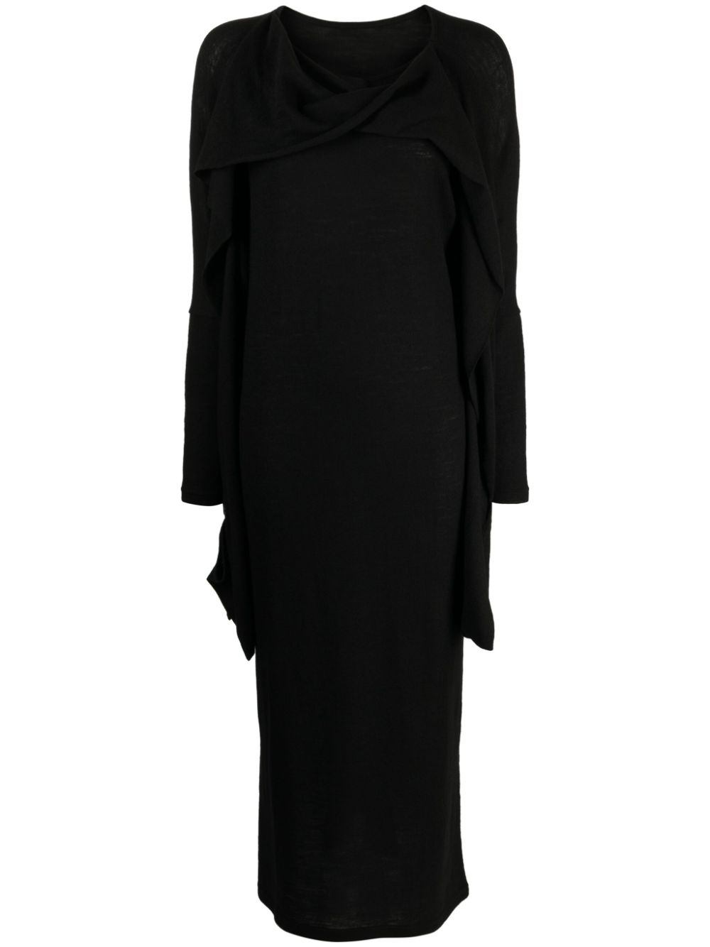 Twist-detail wool midi dress - Black