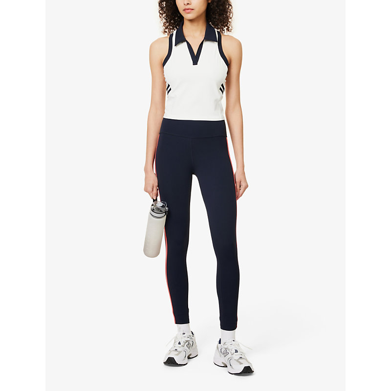 Womens Indigo/melon Ella High-rise Side-stripe Stretch-woven Leggings