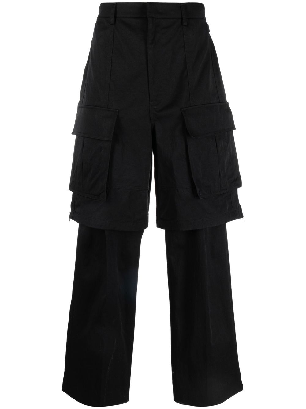 Straight-leg cargo trousers - Black