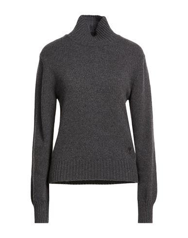 Woman Turtleneck Charcoal Size L Cashmere, Wool