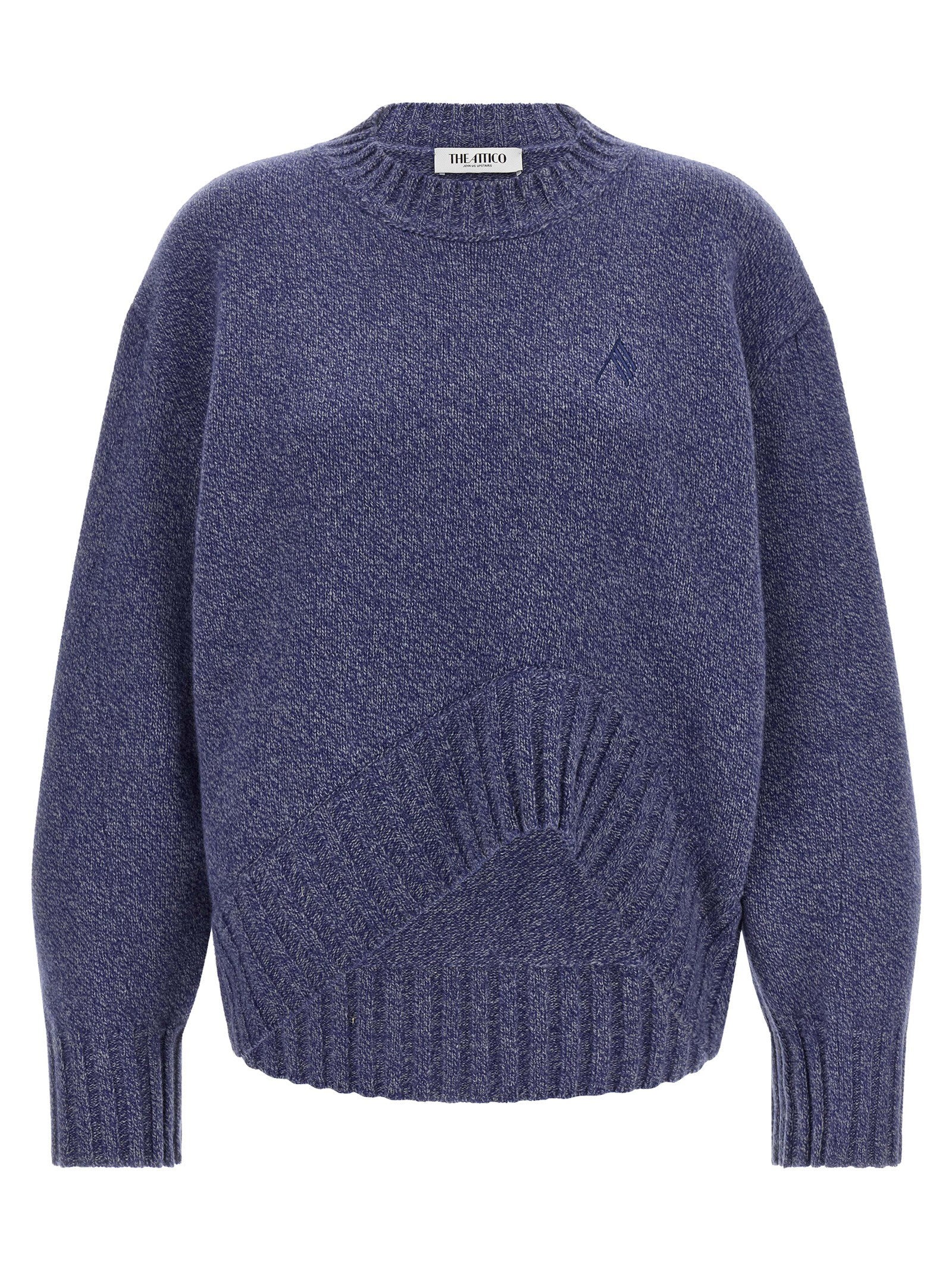 Asymmetrical Hem Virgin Wool-Cashmere Sweater — Indigo