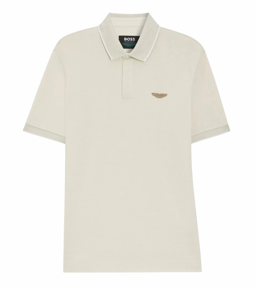 Off White Solid Shirt Collar Polo