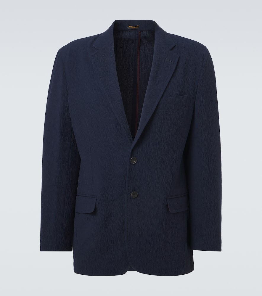 Striped single-breasted wool blazer