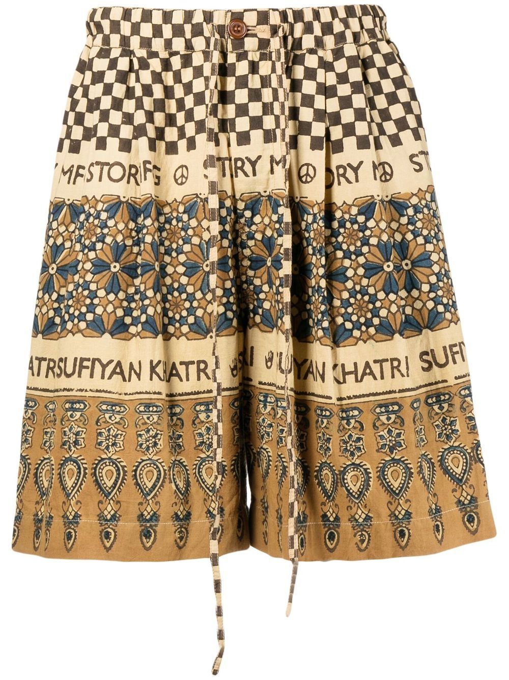 Bridge block-print Bermuda shorts - Brown