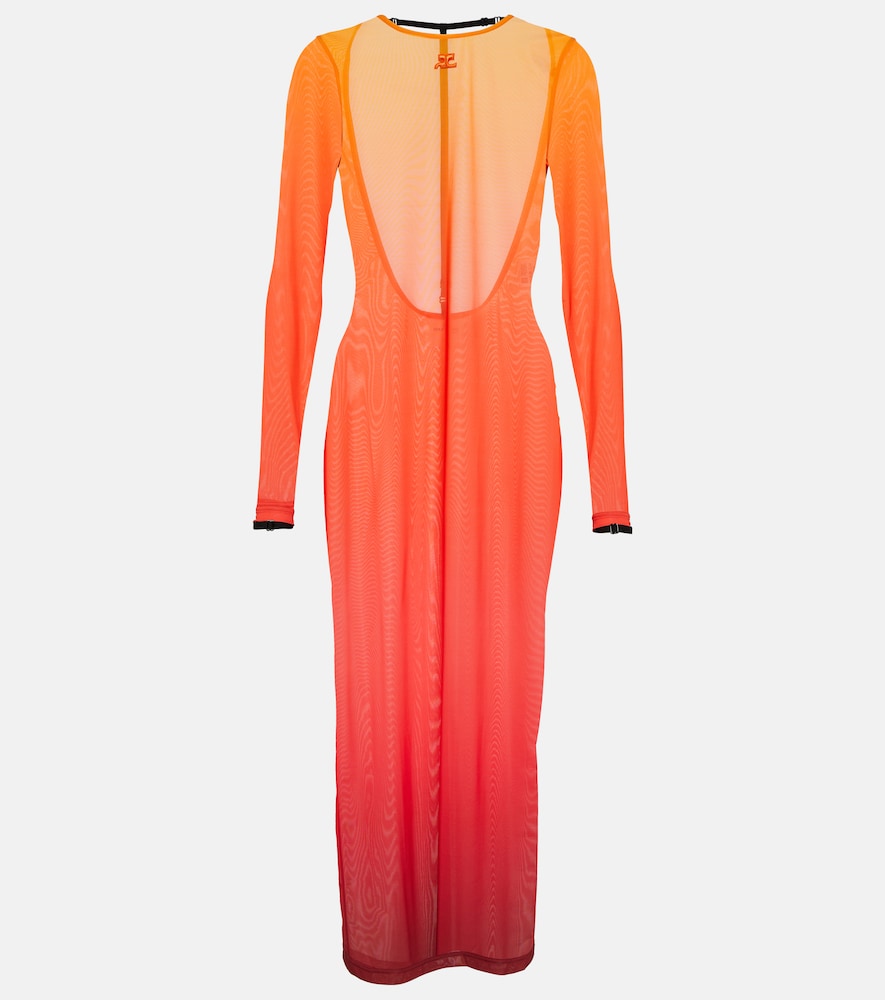 Gradient semi-sheer midi dress