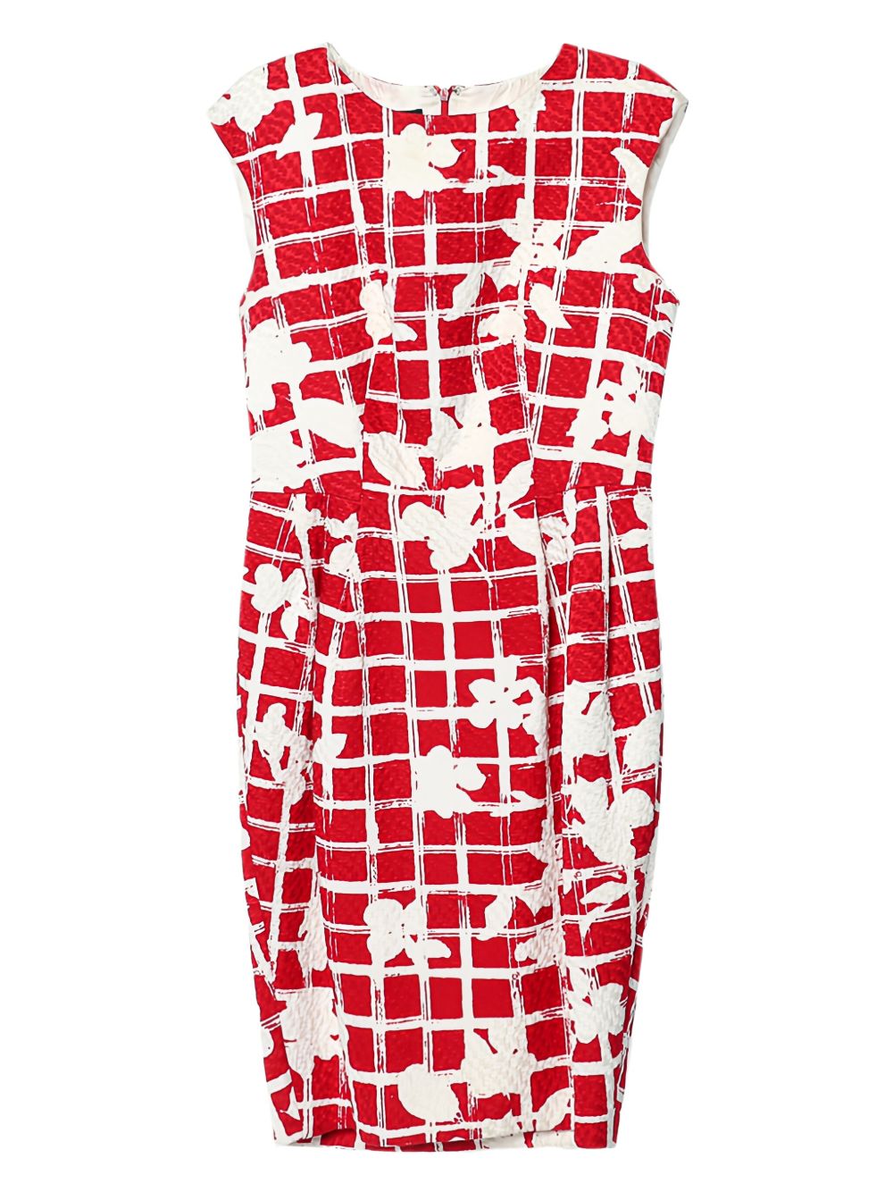 Floral grid-print mini dress - Red
