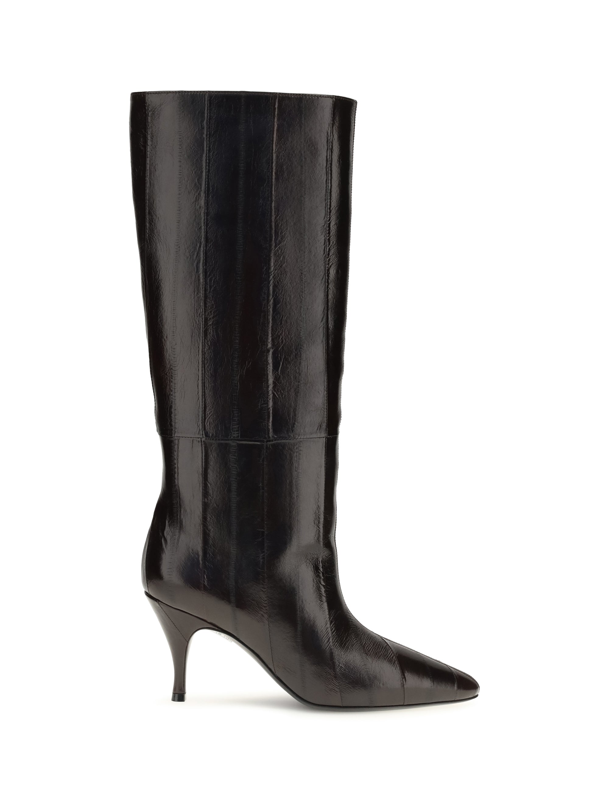 Calf Leather Pointed-Toe Boot — Brown