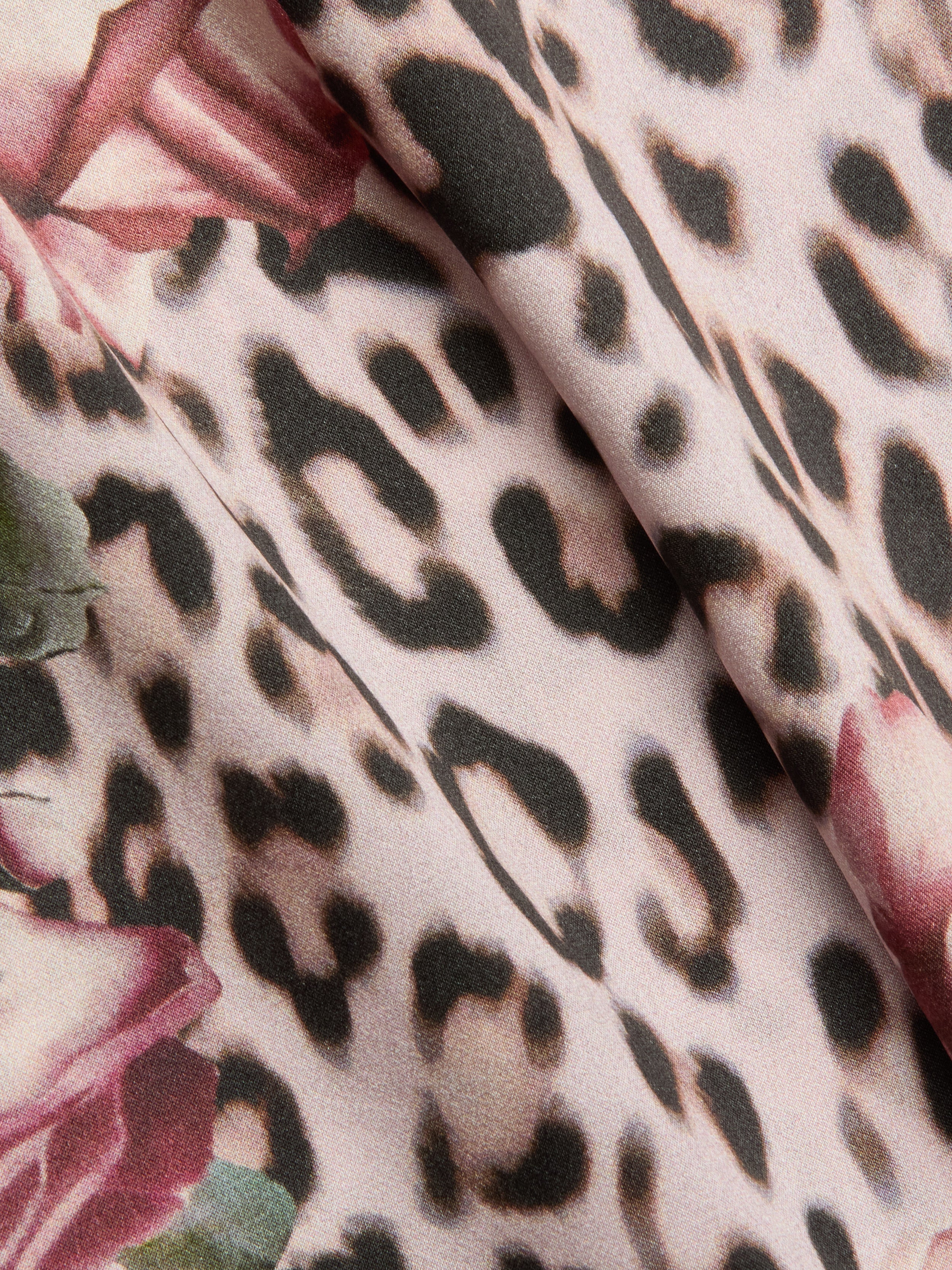 Pilar Silk Wide-Leg Pants In Multi Small Rose Cheetah