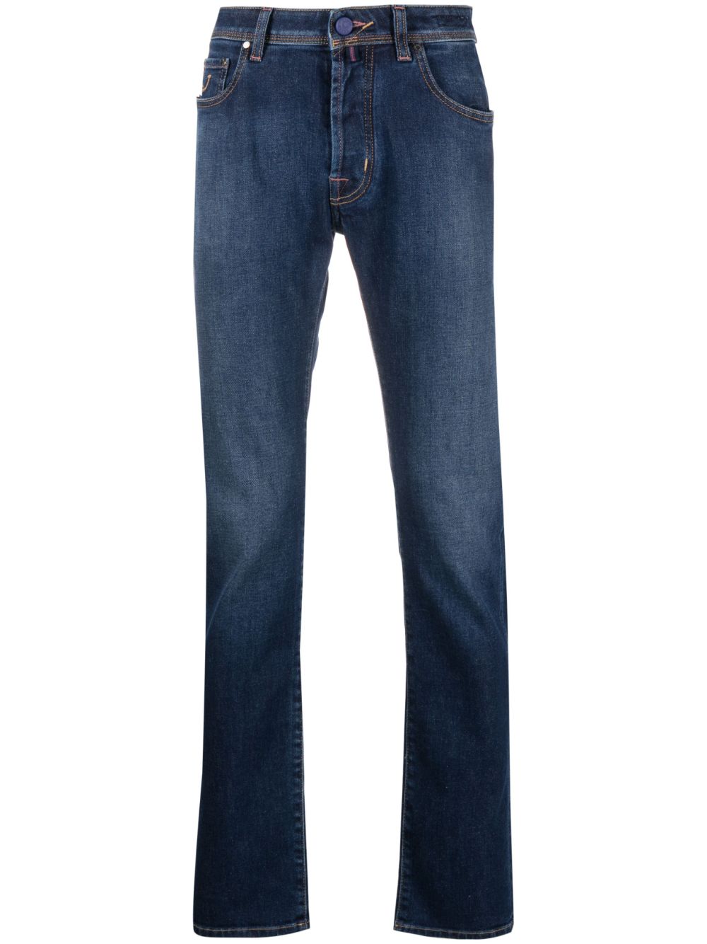 Embroidered-logo slim jeans - Blue