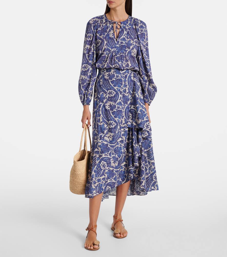 Brea printed cotton-blend blouse
