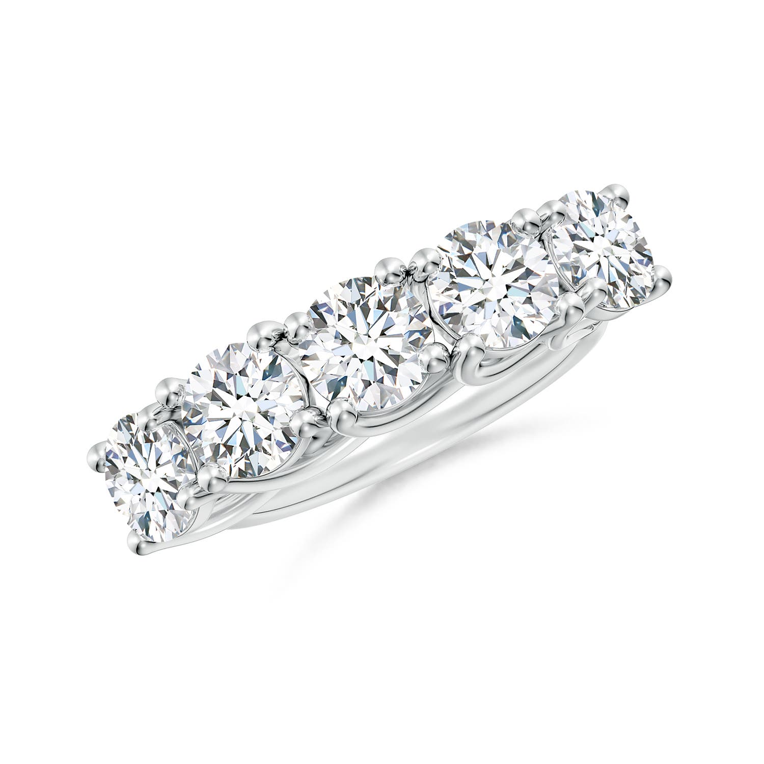Angara 3.75 CTW Lab-Grown Half Eternity Five Stone Diamond Wedding Ring in 14K White Gold