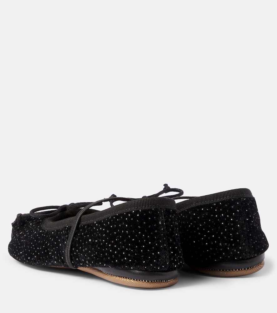PèPè Embellished velvet ballet flats