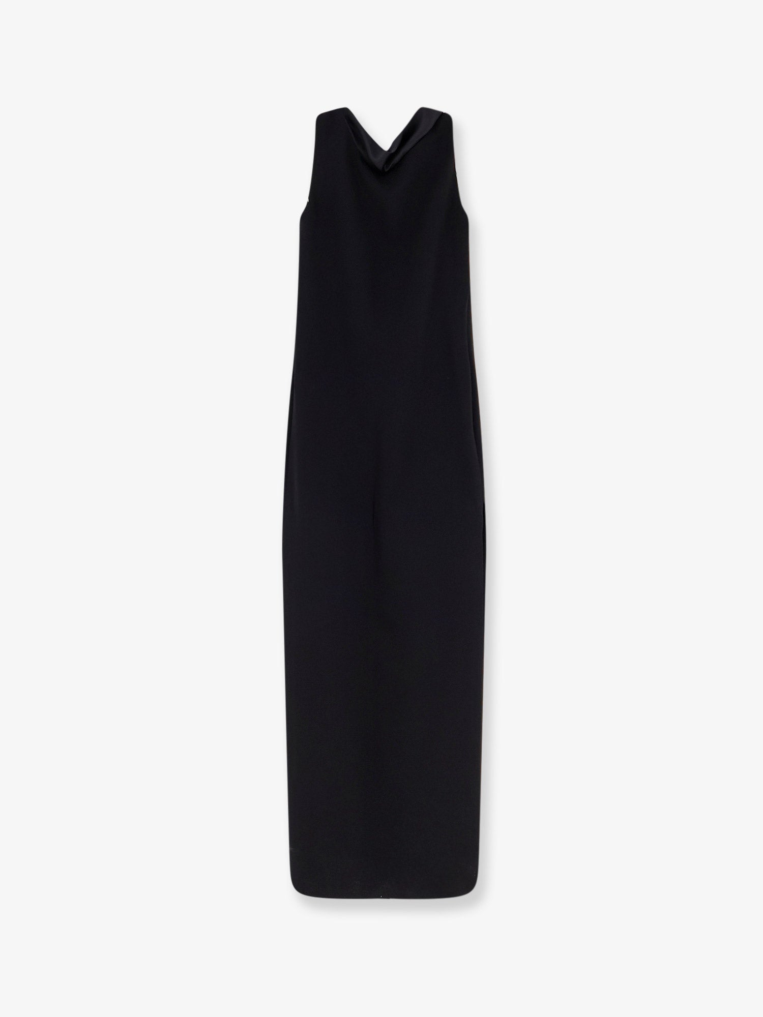 Plunging Back Long Dress — Black