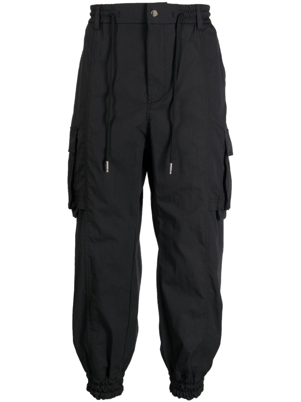 Drawstring-waistband cargo trousers - Black