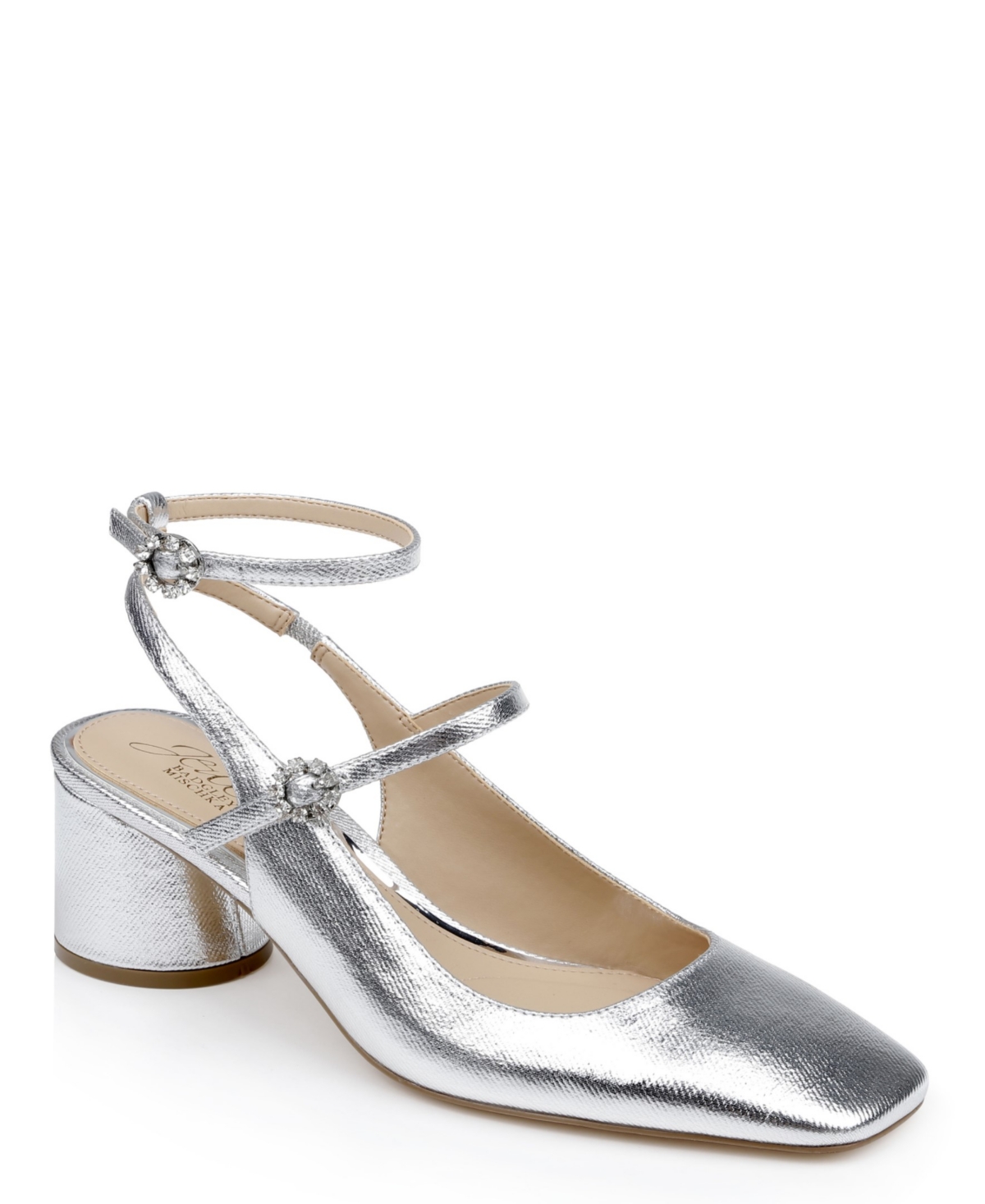 Keilani Maryjane Evening Pumps - Silver Metallic Fabric