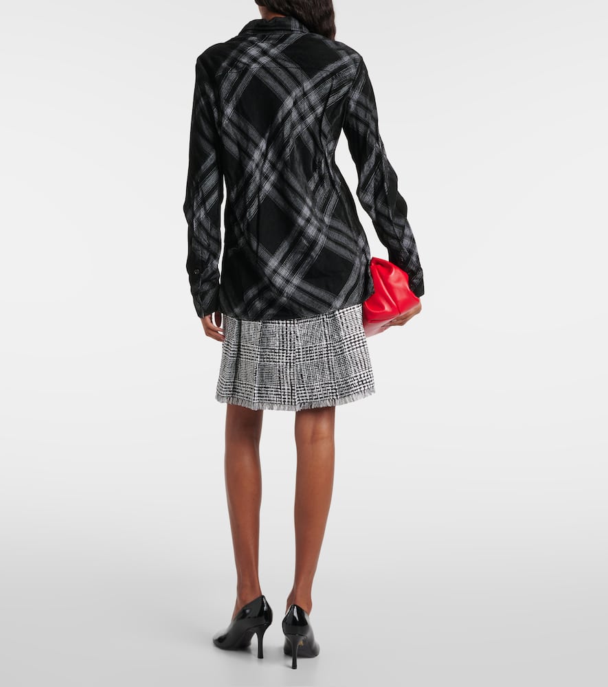 Check velvet shirt