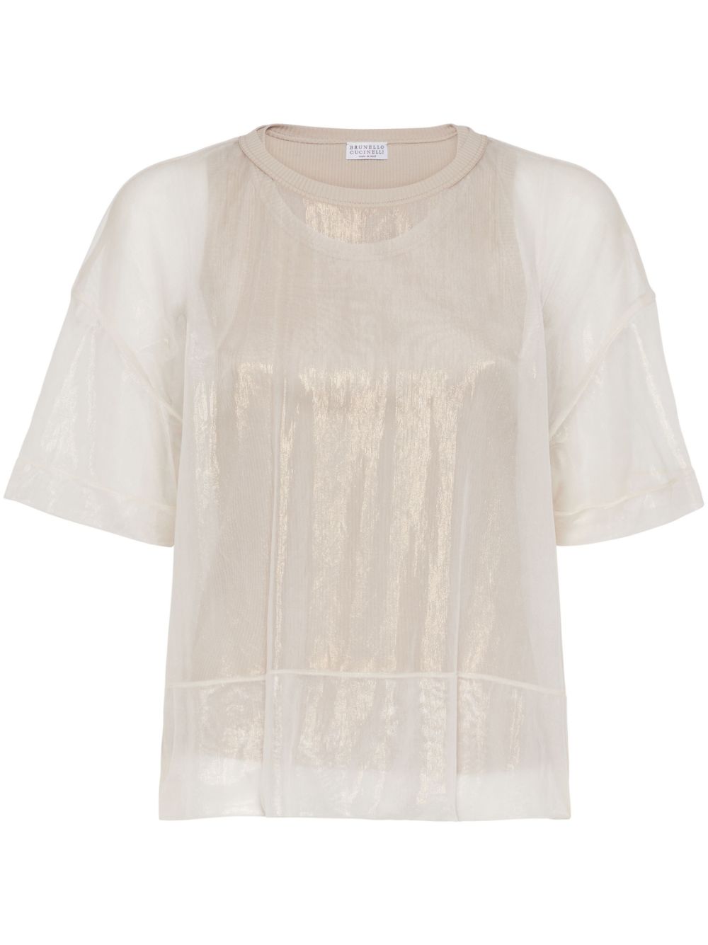 Semi-sheer layered T-shirt - Neutrals