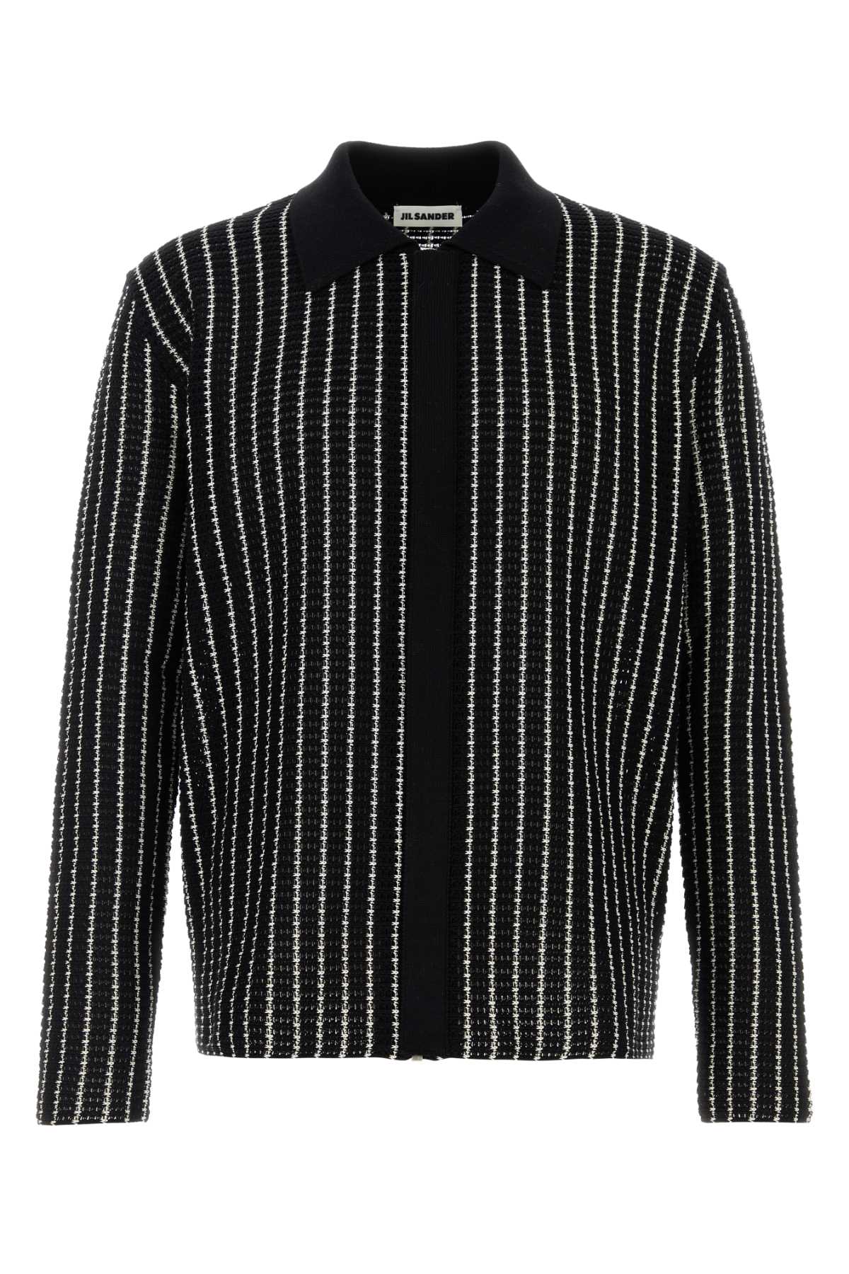 Striped Cotton Cardigan — Black