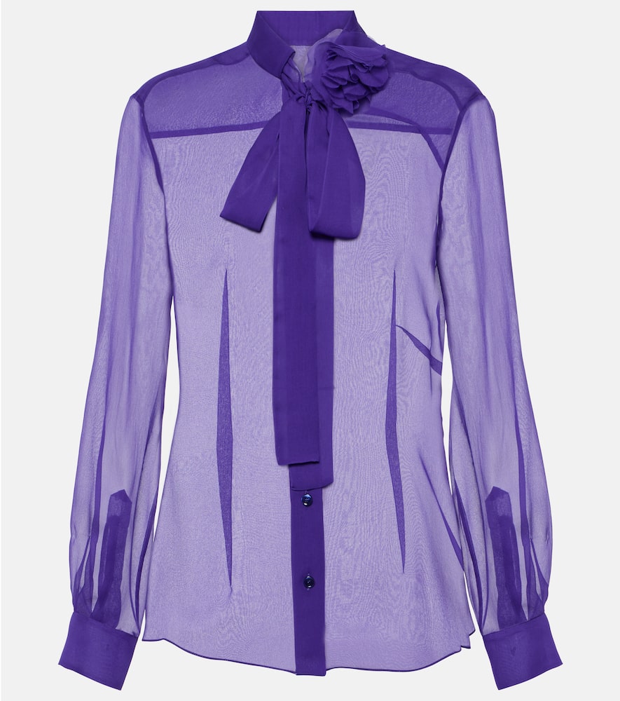 Tie-neck silk blouse