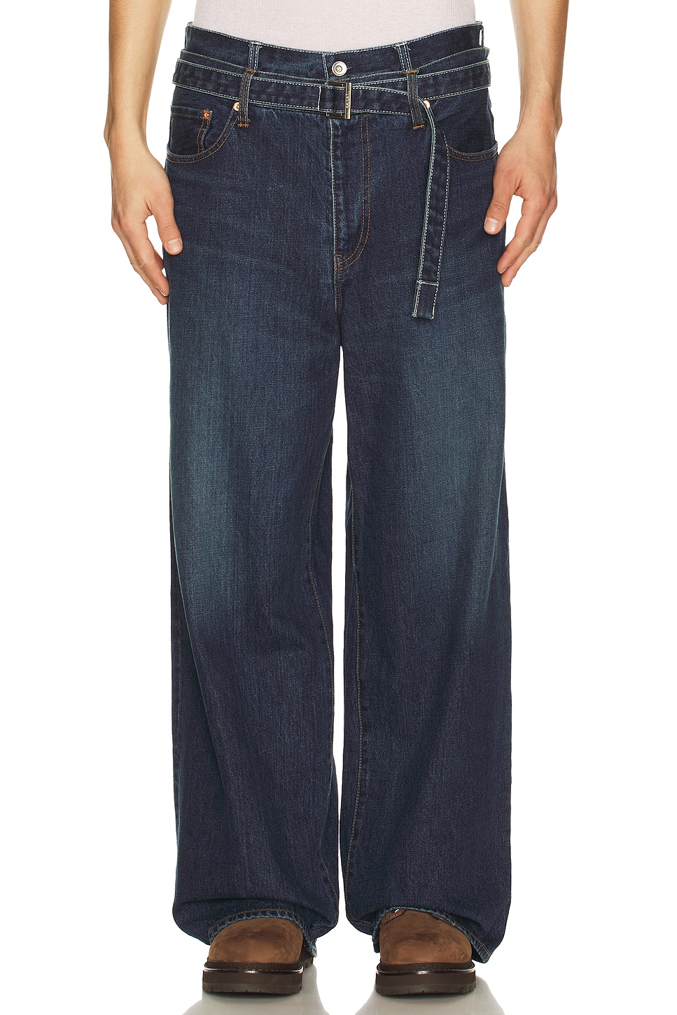 Sacai Denim Pants in Blue - Blue. 2 also