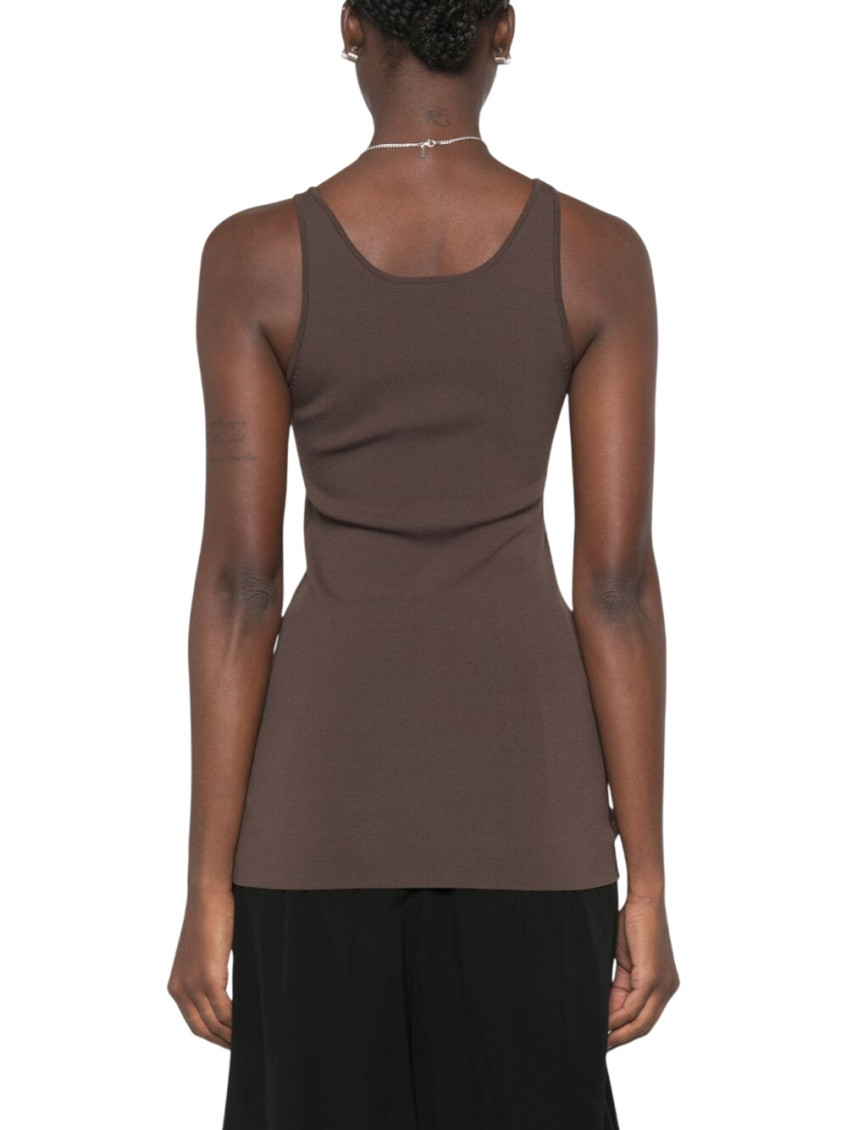 Toteme Classic Compact Knit Tank Top in Brown
