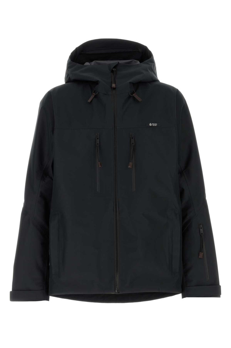 Black Polyester Windbreaker