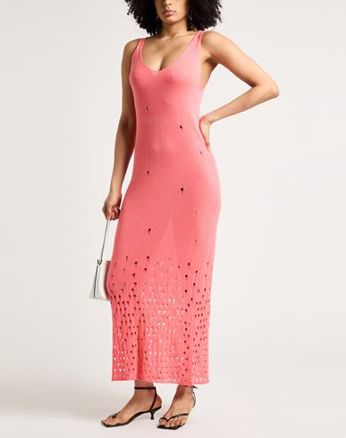 Woman Maxi dress Salmon pink Size L/XL Viscose, Linen, Cotton
