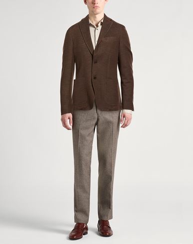 Man Blazer Dark brown Size 46 Cotton, Polyamide