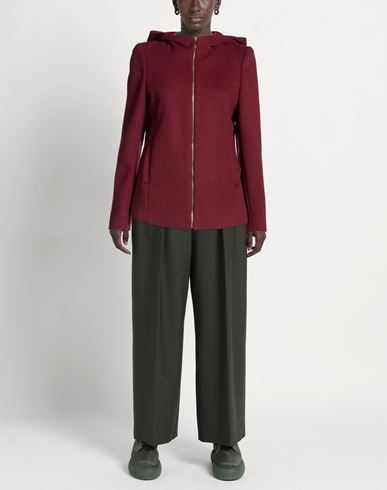 Woman Coat Burgundy Size 12 Viscose, Polyester