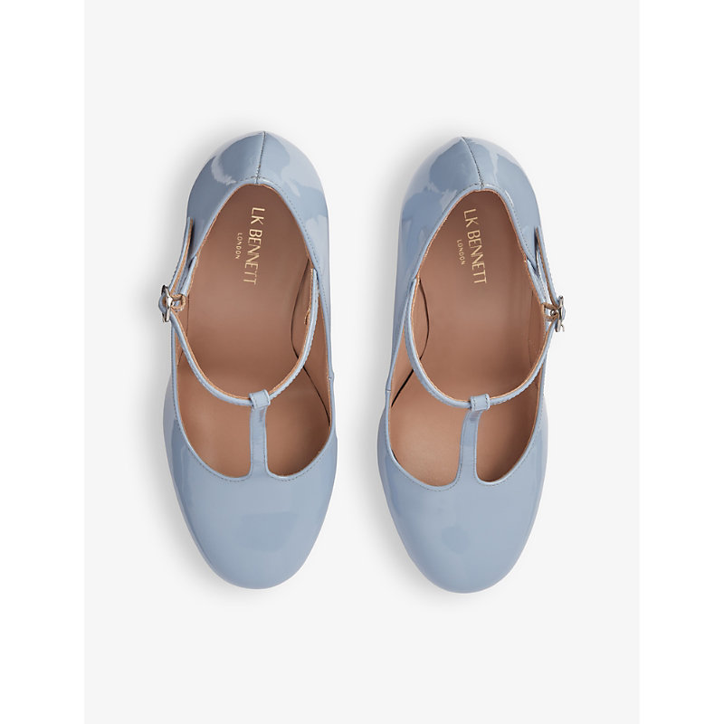Womens Blu-hyacinth Annalise T-bar Patent-leather Heeled Courts