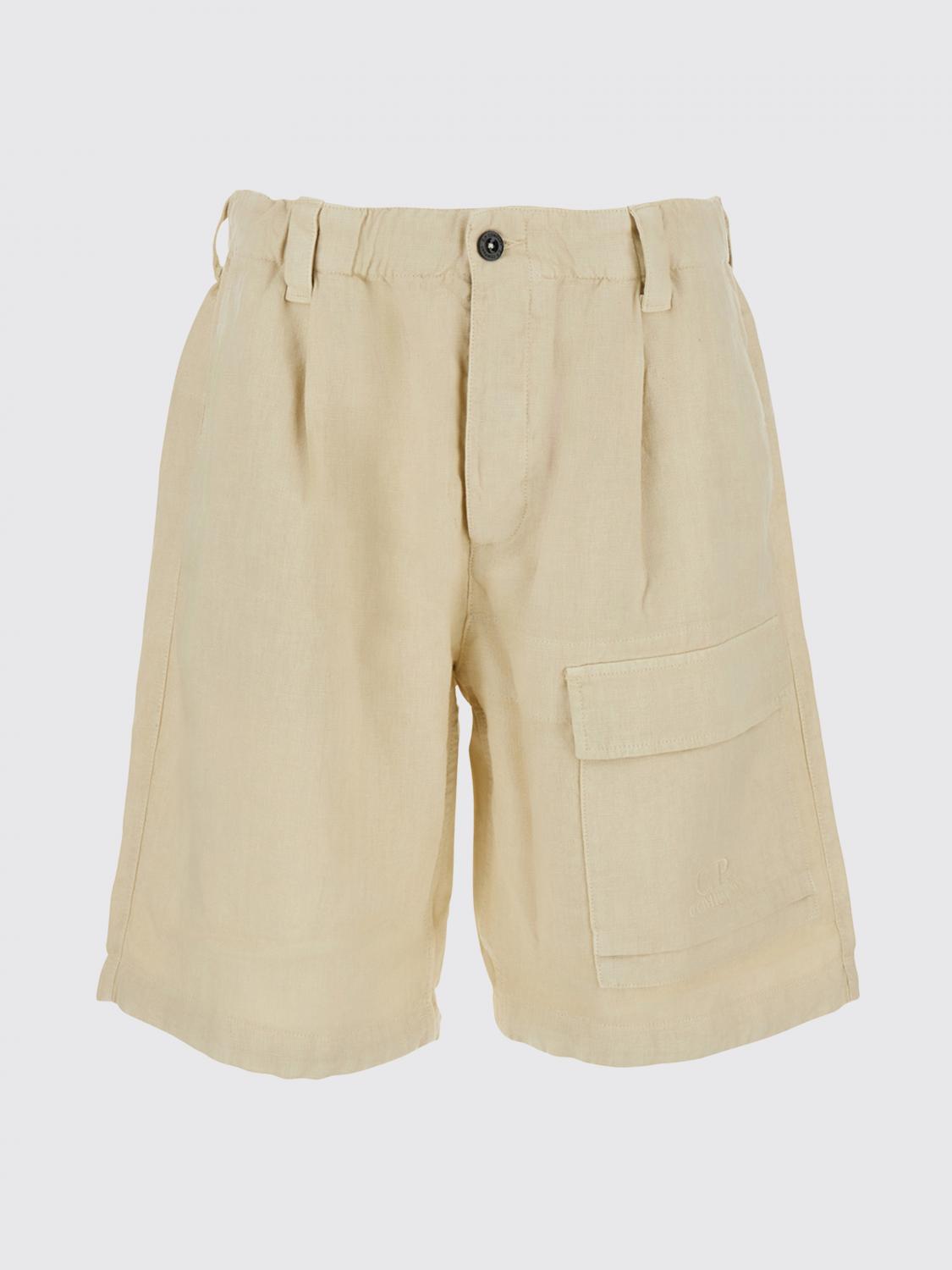 C. P. COMPANY Linen Cargo Shorts with Belt Loops and Multiple Pockets