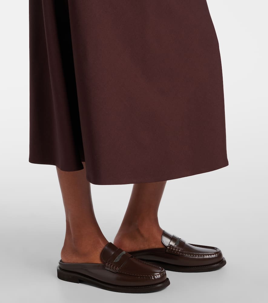 Wool-blend midi skirt