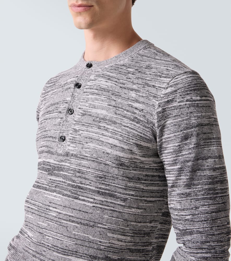 Cotton and linen-blend Henley shirt