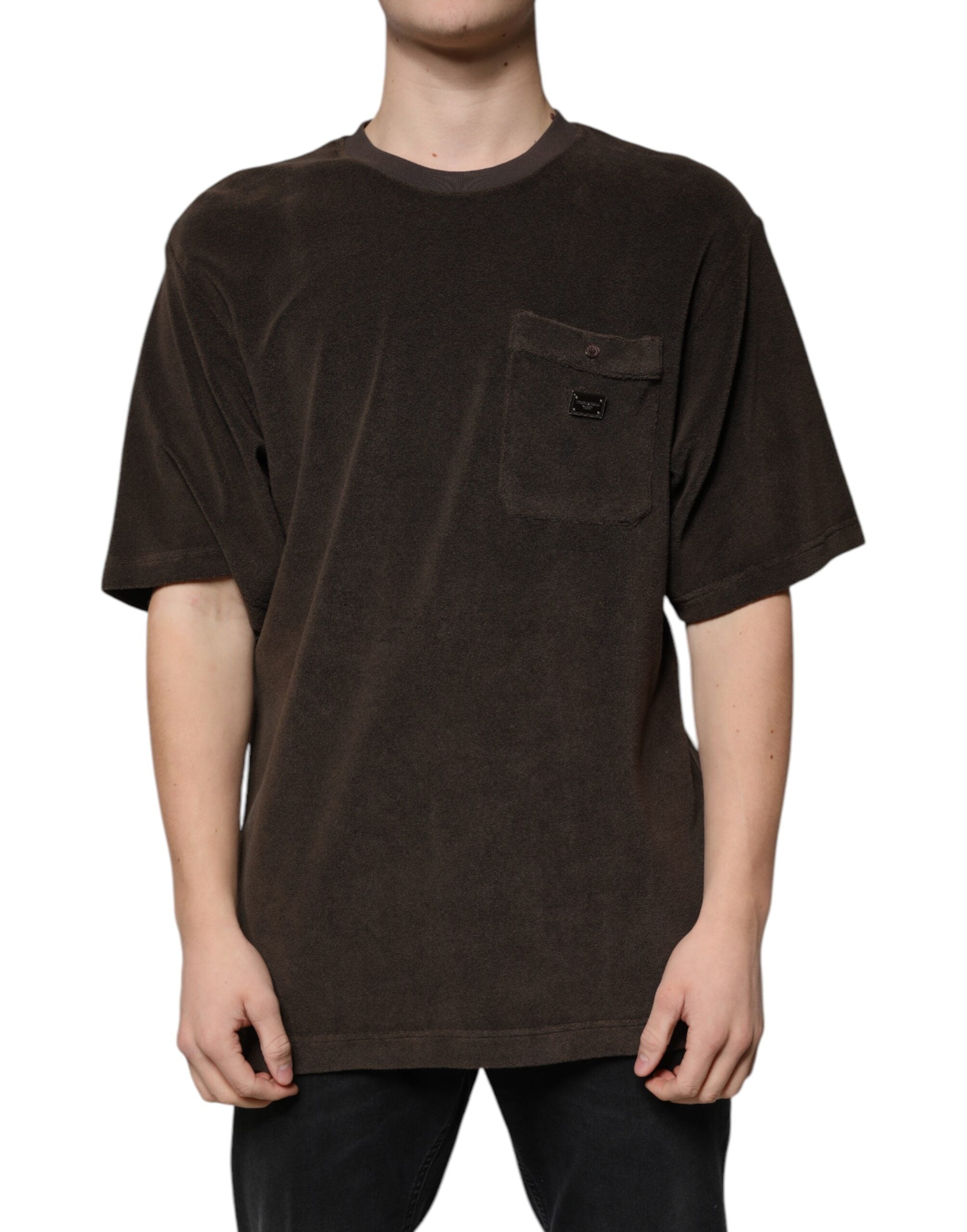 Cotton Crew Neck T-Shirt — Brown