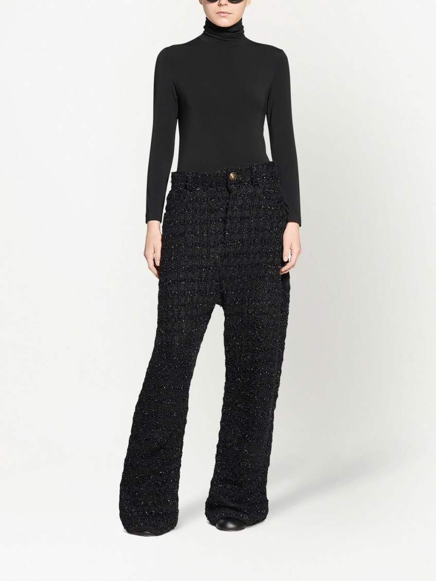 Tweed straight-leg cut trousers