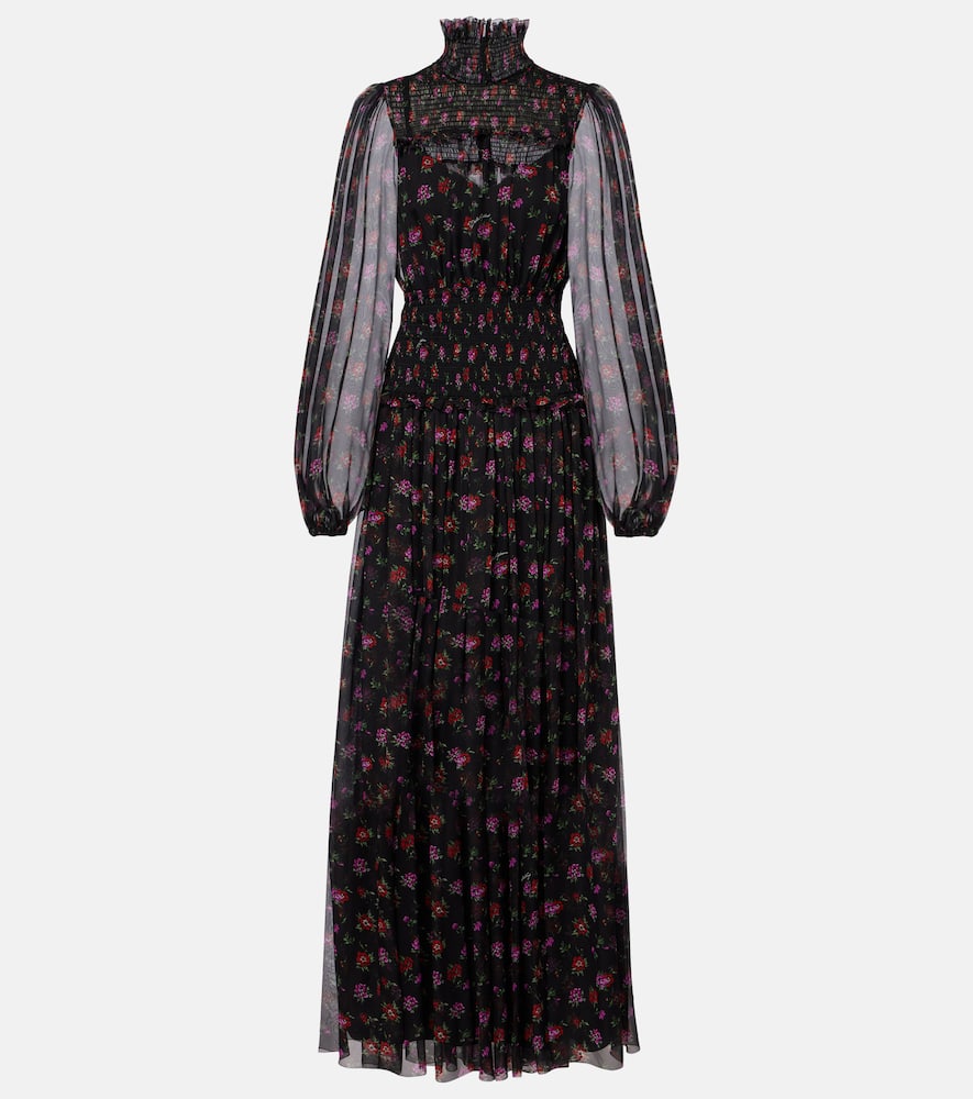 Floral silk chiffon maxi dress