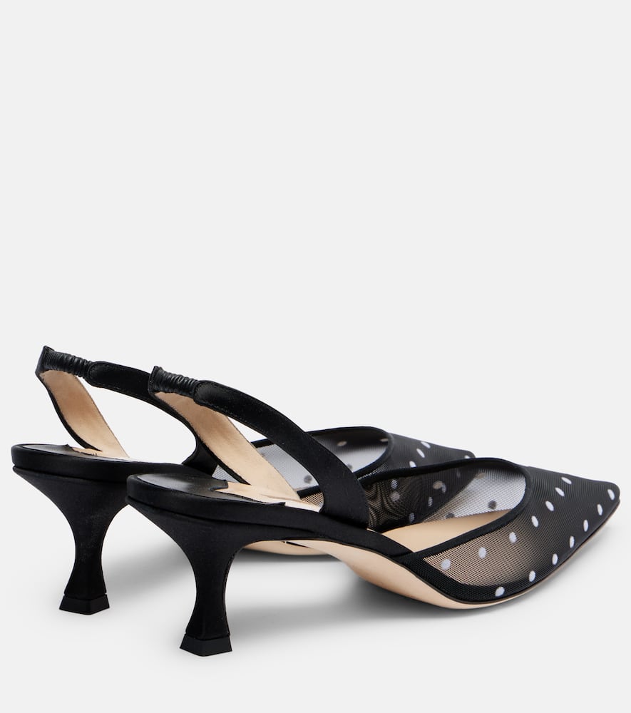 Carolyne 50 polka-dot mesh slingback pumps
