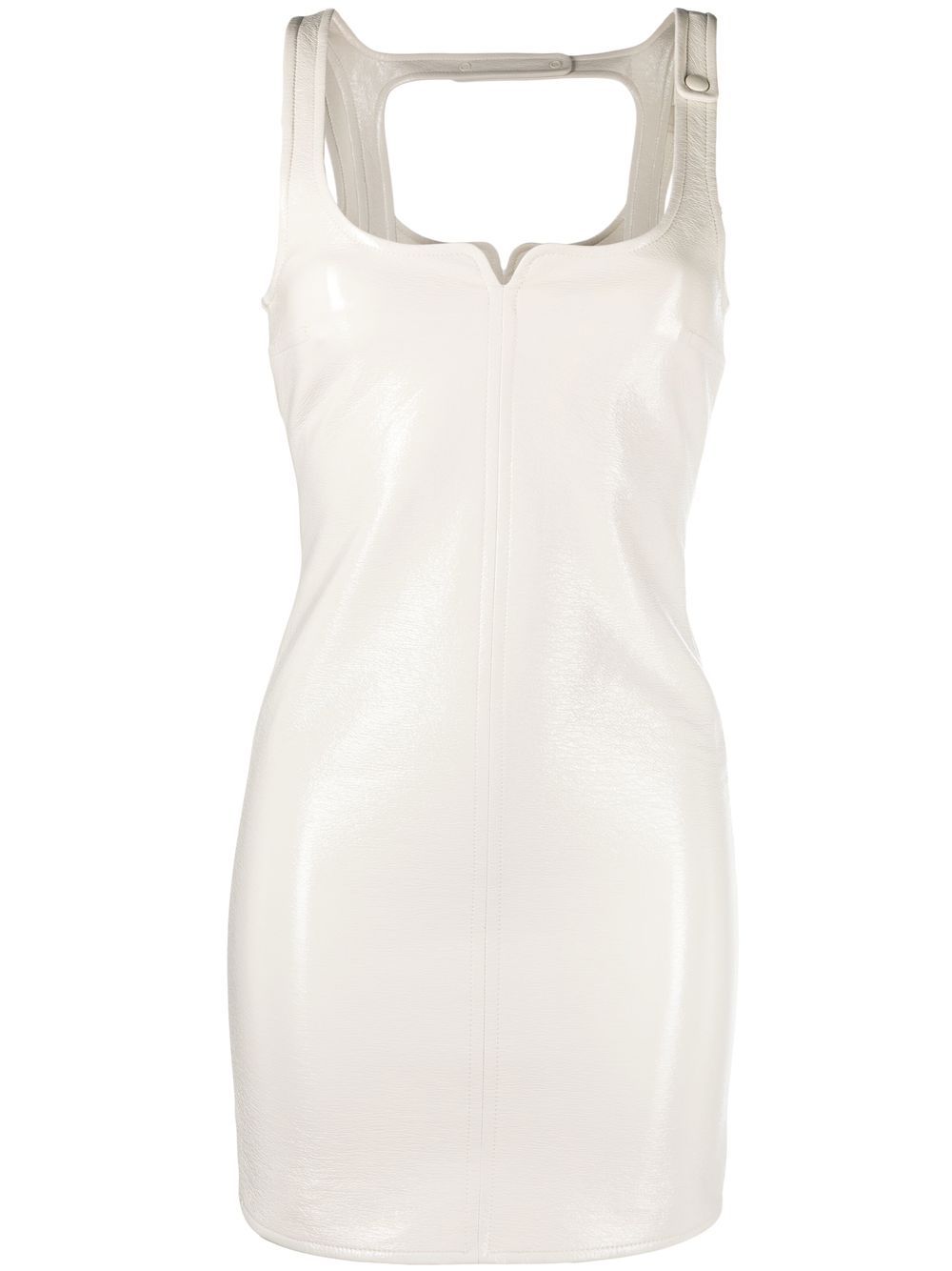 Faux-leather sleeveless mini dress - Black