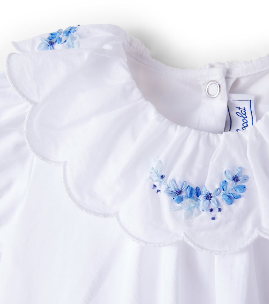 Floral embroidered cotton top