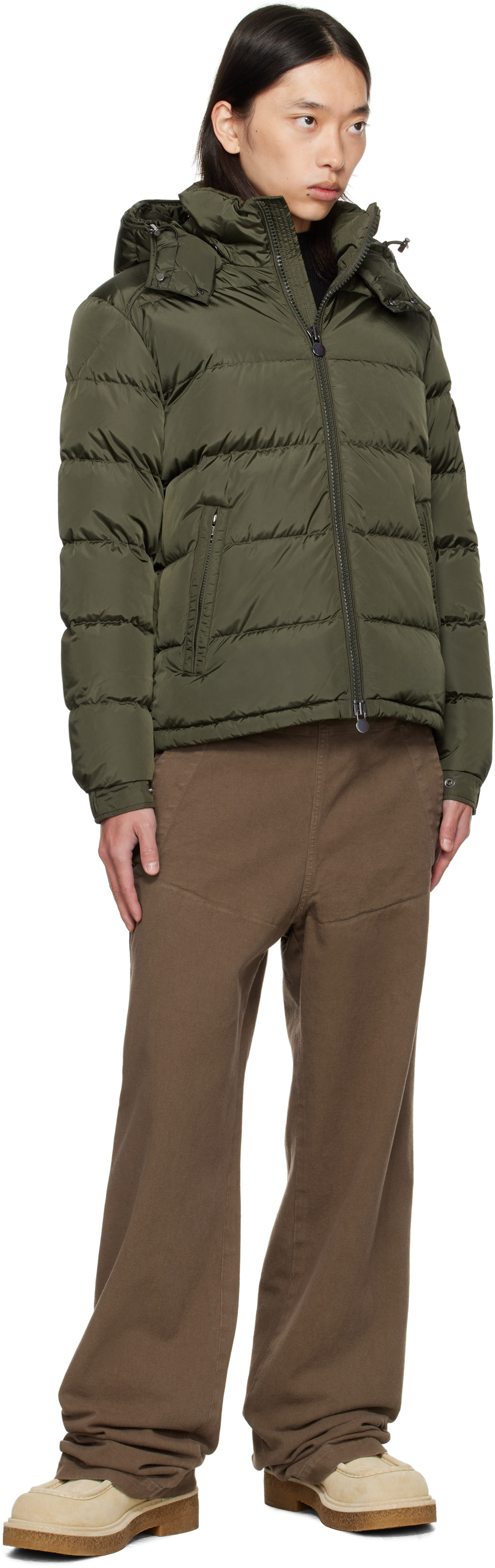 Khaki Maya Matte Short Down Jacket