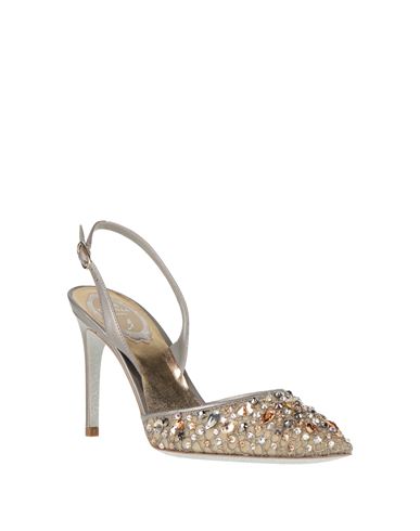 Woman Pumps Grey Size 12 Textile fibers, Leather
