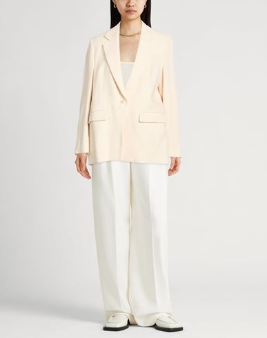 Woman Blazer Ivory Size 3 Linen, Viscose