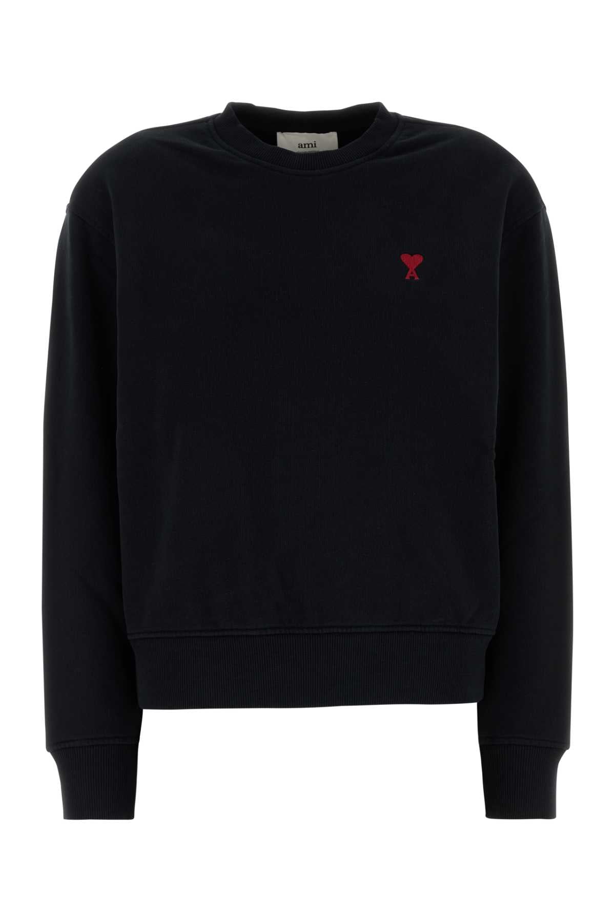 Logo-Embroidered Cotton Sweatshirt — Black