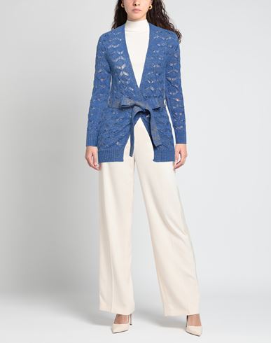 Pink Memories Woman Cardigan Blue Size 4 Cotton, Acrylic, Metallic Polyester, Polyamide