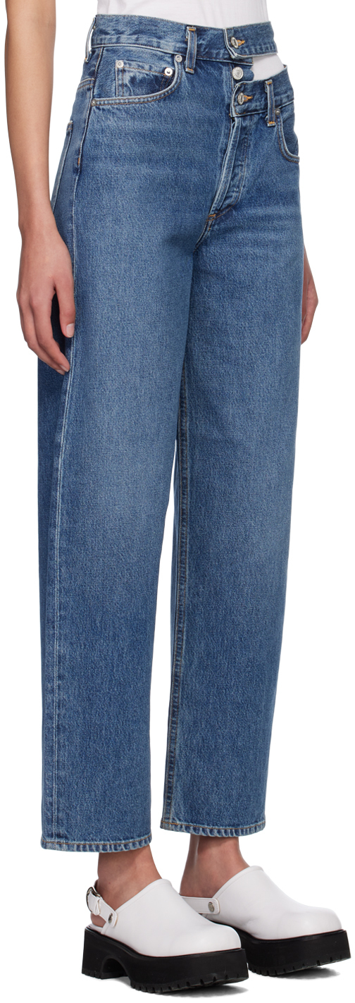 Blue Broken Waistband Denim Jeans