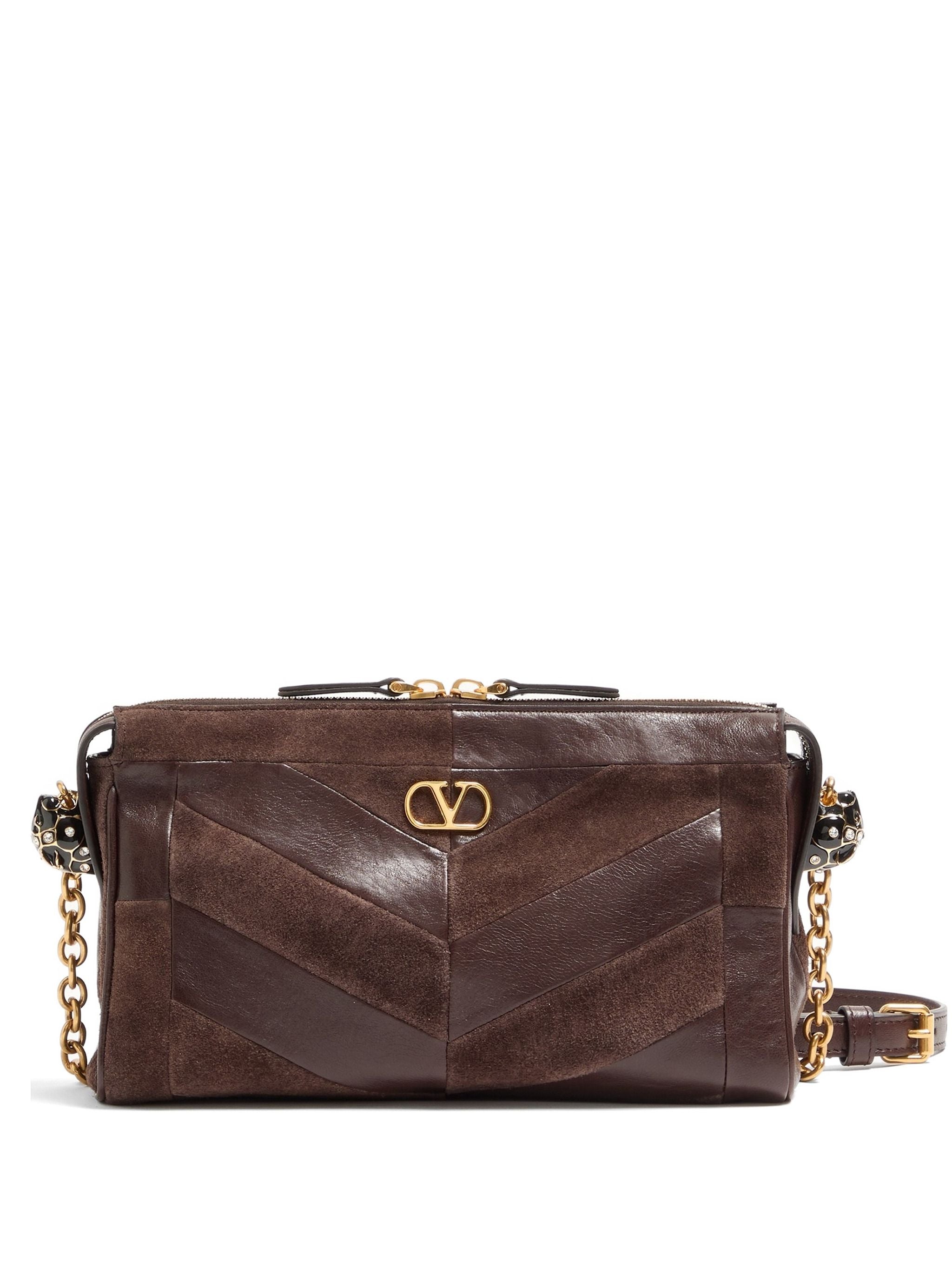 Mini Panthea Small Shoulder Handbag in Suede and Nappa with Chevron Pattern