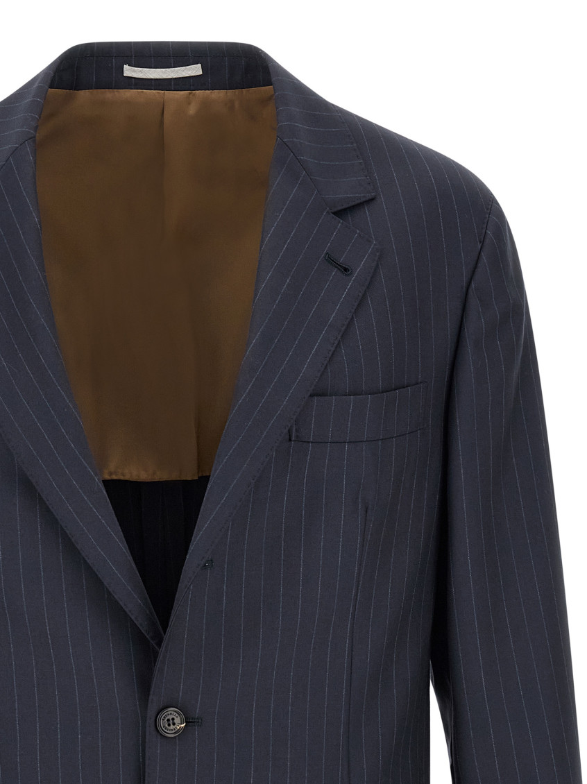 Pinstripe suit jacket - Blue