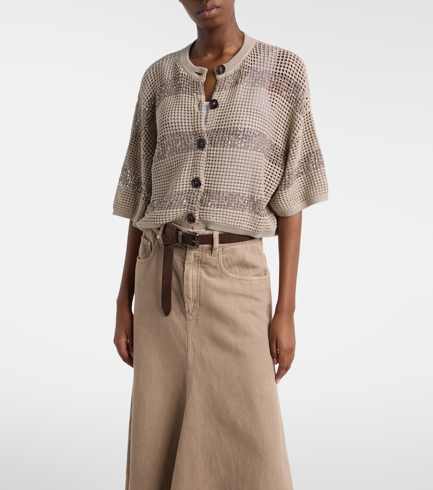Sequined cotton cardigan