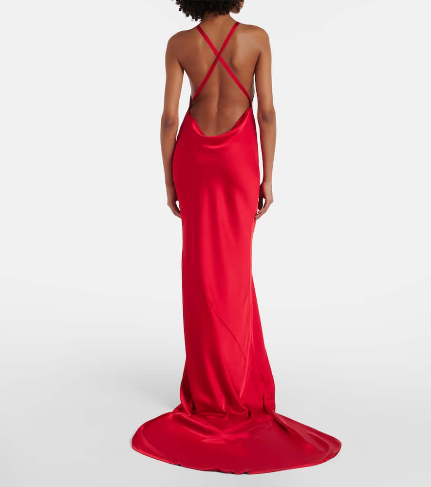 Norma Kamali Open-back satin gown