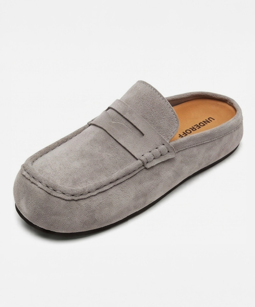 Suede Loafer Slide Gray